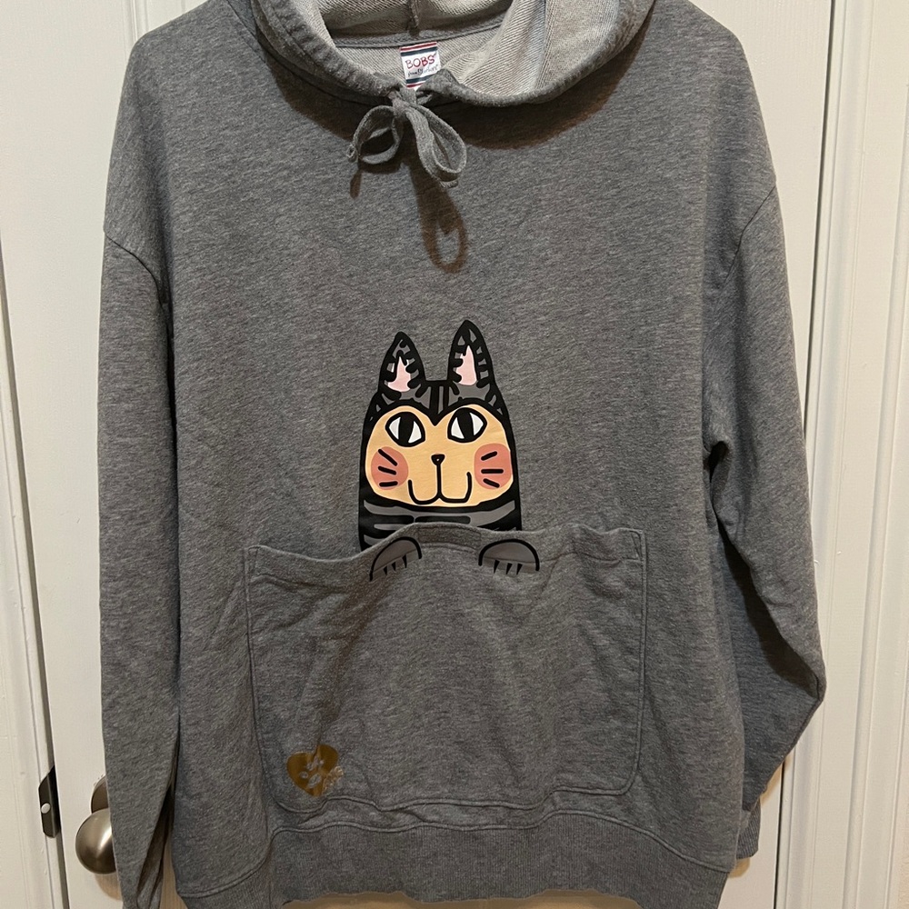 BOBS from Skechers Gray Cat Graphic Hoodie